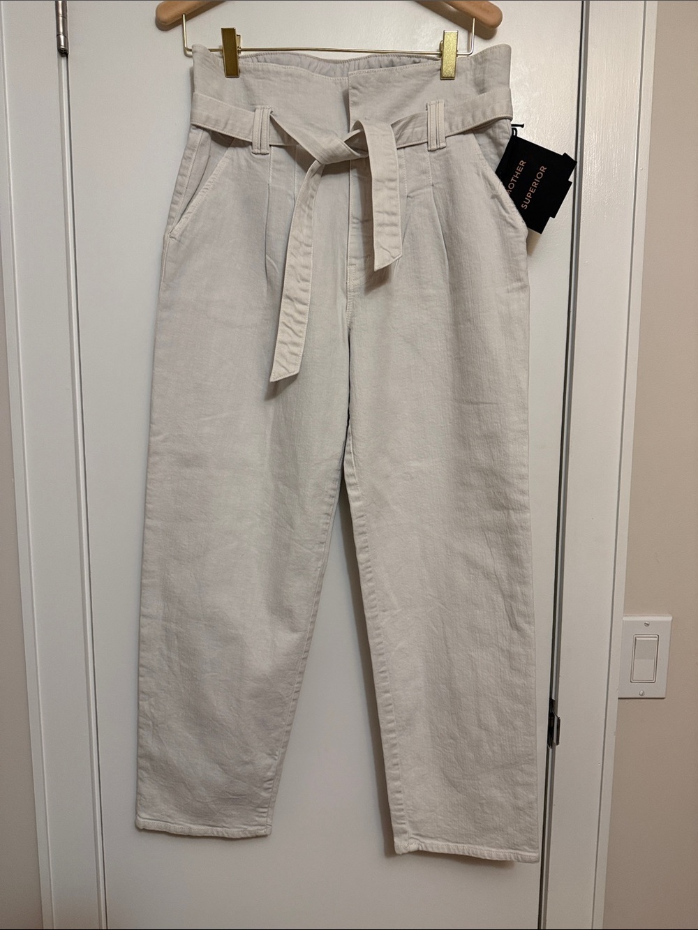 Mother  Wash chalk The Greaser Paperbag Pleat Hal Chalk Denim Size 25